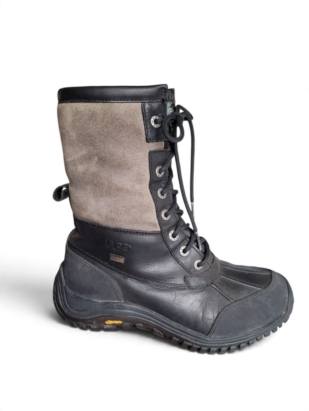 UGG Adirondack Black and Taupe Waterproof Lace-Up Winter Boots Size 7 /38